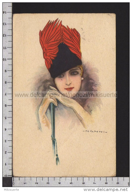 S6661 PIN UP ILLUSTRAZIONE NANNI DONNA CON CAPPELLO VG FP - Nanni