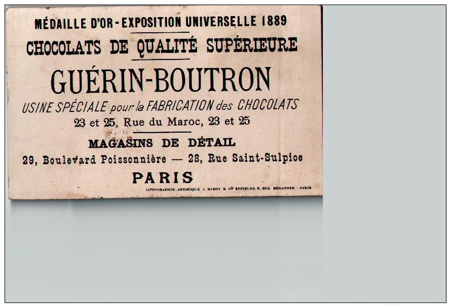 Chromo Chocolat GUERIN-BOUTRON - La Blanchisseuse - Scans R Ecto/verso - Guerin Boutron