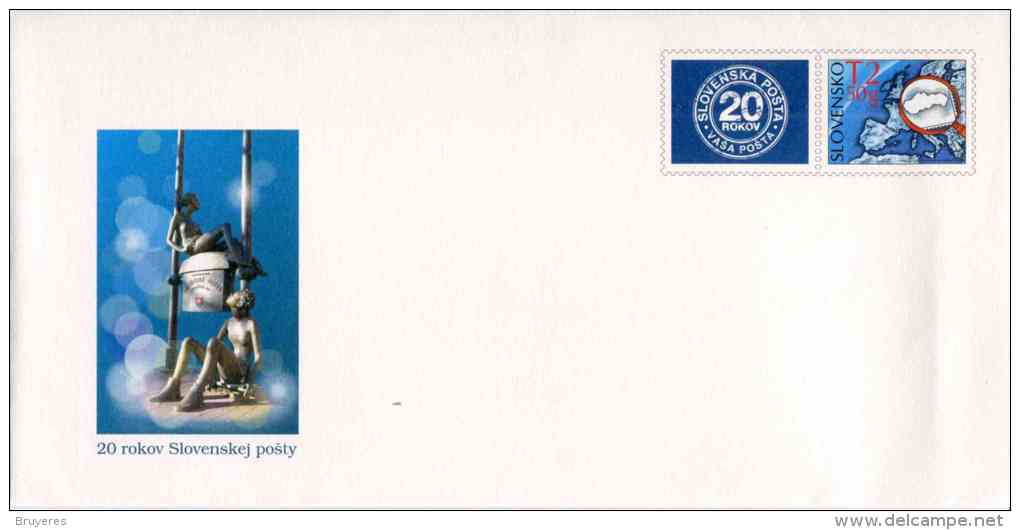 Entier Postal De 2013 Sur Enveloppe Illustrée "20 Ans De La Poste Slovaque" (timbre Personnalisé) - Enveloppes