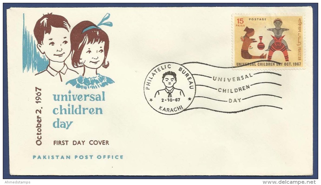 PAKISTAN 1967 MNH S.G 250 FDC FIRST DAY COVER  UNIVERSAL CHILDREN´S DAY, CLAY TOYS, CHILD, CHILDREN - Pakistan