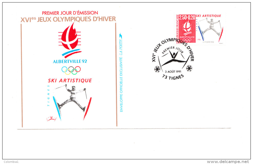 FRANCE Lettre 1er Jour 3 AOUT 1991 J.O. TIGNES SKI ARTISTIQUE - Covers & Documents