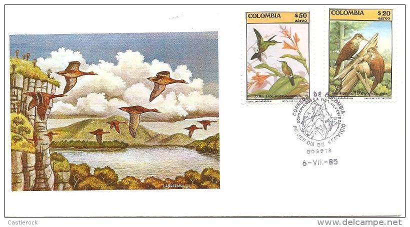 O) 1985 COLOMBIA, ANIMALS, BIRDS, BIRDS, COLIBRI, TREPADORA, FDC XF.- - Colombia