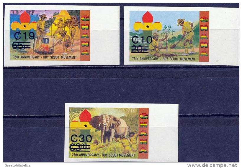 GHANA 1983 BOY SCOUTS Overprints IMPERF//nonDENTELE Very RARE (DEB05) - Sonstige & Ohne Zuordnung