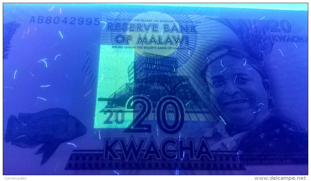 Malawi P57, 20 Kwacha, 2012, Fish / College, Books, Mortarboard - ERROR On Note - Malawi