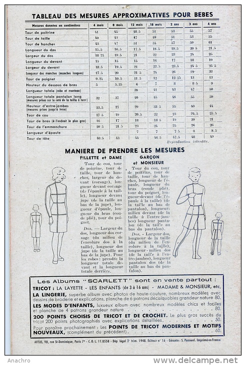 TRICOT Et CROCHET Haute Couture Collection SCARLETT 1948 / 36 Pages /  POINTS Et Conseils Par Chantal BEAUCOURT - Patterns