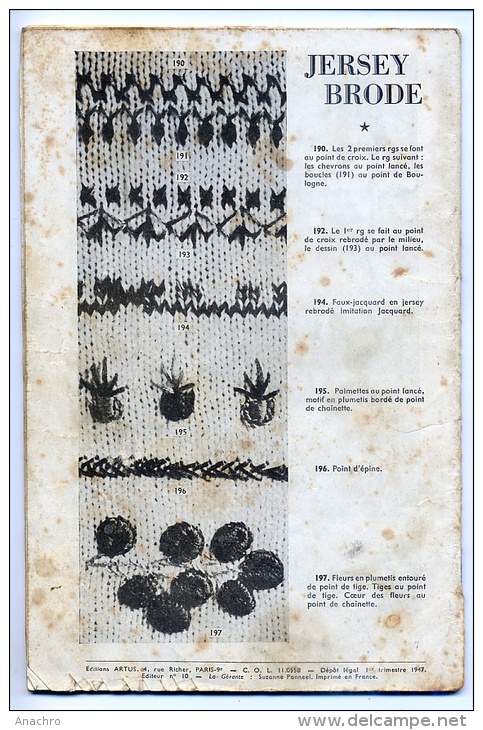 TRICOT Et CROCHET BRODERIES Collection SCARLETT 1947 / 44 Pages /  200 POINTS Choisis - Point De Croix