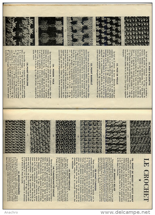 TRICOT Et CROCHET BRODERIES Collection SCARLETT 1947 / 44 Pages /  200 POINTS Choisis - Point De Croix