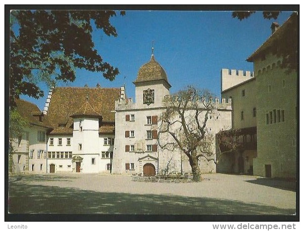 SCHLOSS LENZBURG Hofansicht Ostseite Nordtrakt Landvogtei Treppenturm Ostbastion Uhrenturm Palas 1989 - Lenzburg