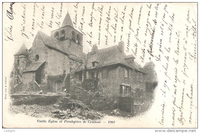 CRANSAC - VIEILLE EGLISE ET PRESBYTERE -  1902 - Otros & Sin Clasificación