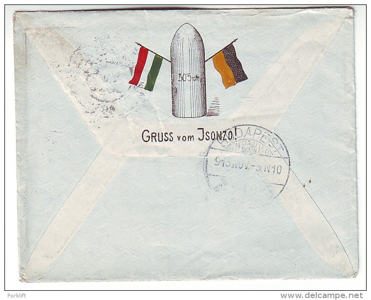 Feldpost WW1,Field Post 1915 K.u.K. Gebirgskanonenbatterie No. 1/G. 5, Illustrated Cover- Gruss Vom Isonzo! - 1. Weltkrieg