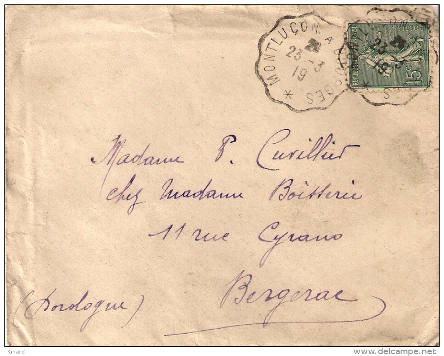 LETTRE . CONVOYEUR   .'MONTLUCON A BOURGES "....1919....BE .. - Posta Ferroviaria