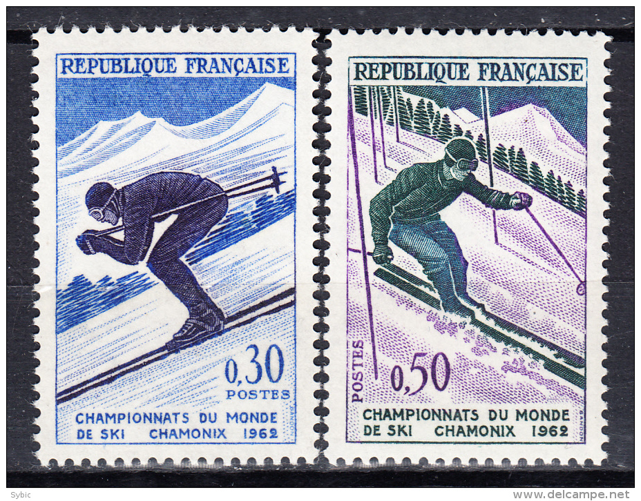 FRANCE  - 1962 - Yvert  1326/1327 ** - Championnat Du Monde De Ski à Chamonix - Neufs