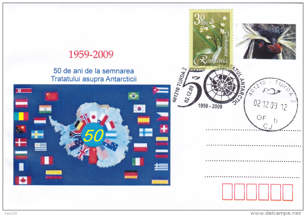 SIGNING OF THE TREATY REGARDING ANTARCTICA,SPECIAL COVER , 2009,ROMANIA - Antarctisch Verdrag