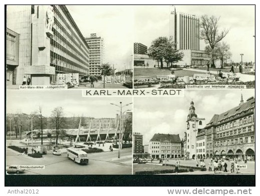 Karl-Marx-Stadt MB Omnibus-Bahnhof Markt Lobgedichte Hotel Kongress 1978 - Chemnitz (Karl-Marx-Stadt 1953-1990)