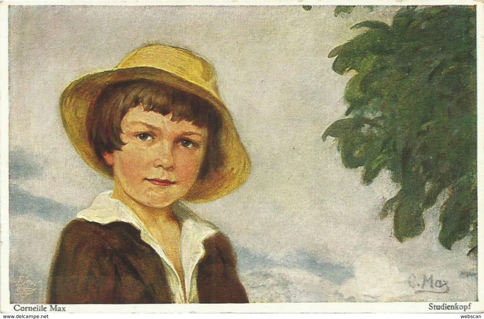 AK Studienkopf Kind Mit Hut Sign. Corneille Max Color ~1910/20 #01 - Corneille, Max