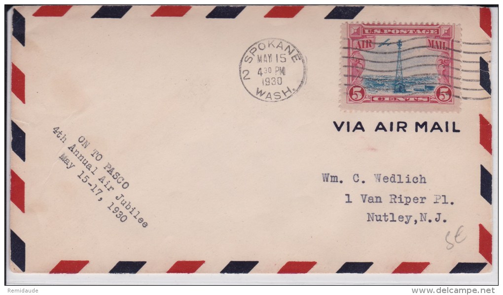 USA - 1930  - POSTE AERIENNE - ENVELOPPE AIRMAIL De SPOKANE ( WASHINGTON ) - 4TH ANNUAL AIR JUBILEE - 1c. 1918-1940 Covers