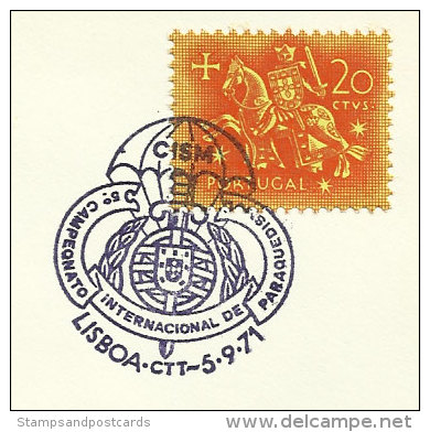 Portugal Cachet Commémoratif Championat Internationale Parachutisme 1971 Event Postmark World Parachuting Championship - Fallschirmspringen