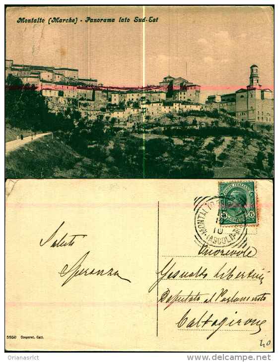 65583)cartolina Illustrata Di  Montalto Marche -panorama Lato Sud-est. Viaggiata Nel 1910 - Ascoli Piceno