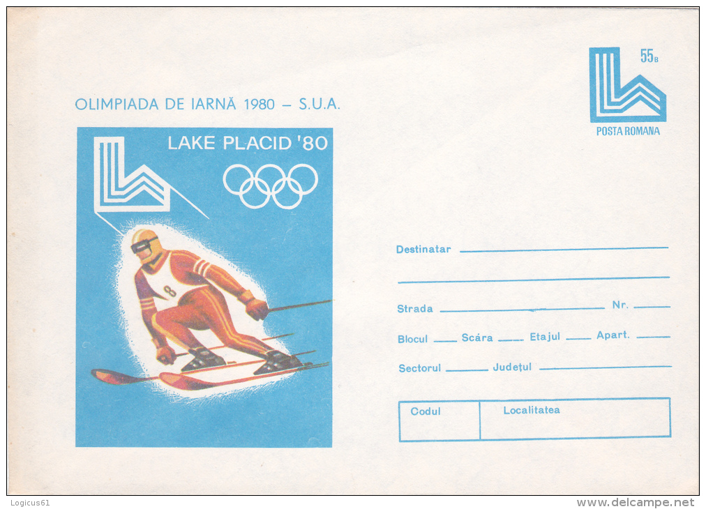 WINTER OLYMPIAD , LAKE PLACID `80,USA, SKATING,SKIING, GYMNASTICS,SHOOTING,4X COVERS  STATIONERY,1980,ROMANIA - Invierno 1980: Lake Placid