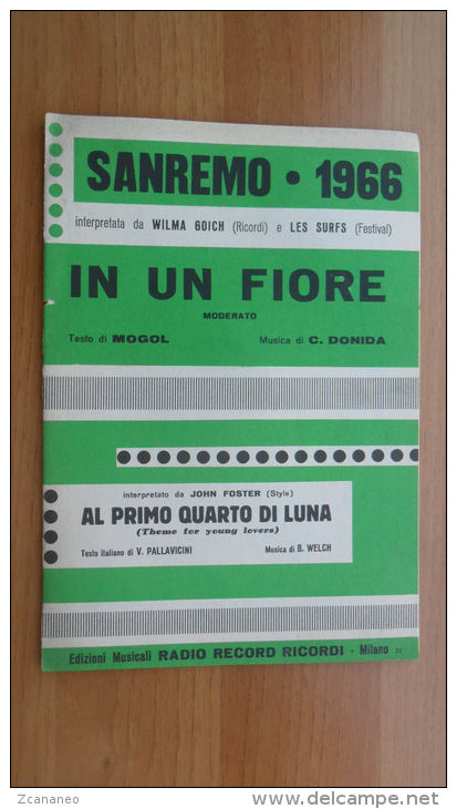 *SPARTITO - SANREMO1966 - WILMA GOICH - JON FOSTER - - Spartiti