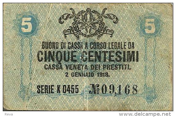 ITALY 5 CENTESIMI BLUE VENETIA EMBLEM FRONT & MOTIF BACK DATED 02-01-1918 P.M1 AVF READ DESCRIPTION !! - [ 4] Emissions Provisionelles