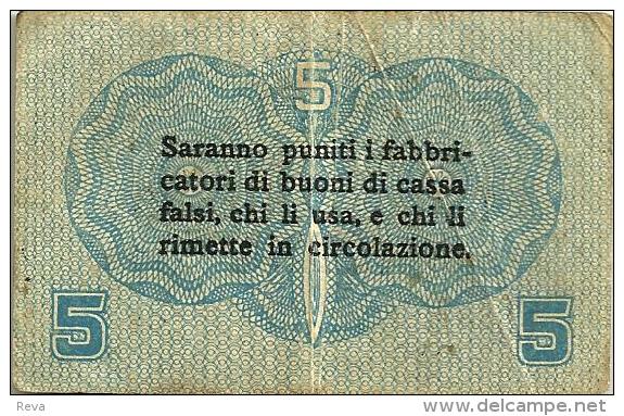ITALY 5 CENTESIMI BLUE VENETIA EMBLEM FRONT & MOTIF BACK DATED 02-01-1918 P.M1 AVF READ DESCRIPTION !! - [ 4] Provisional Issues