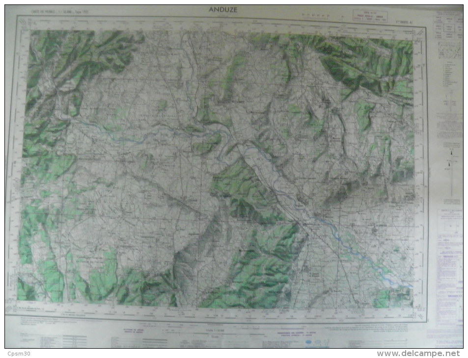 CARTE GEOGRAPHIQUE - ANDUZE - Villages Quatre Angles - Générargues - Chabian/Bourdiguet - Lévesque - Dions - Topographische Karten