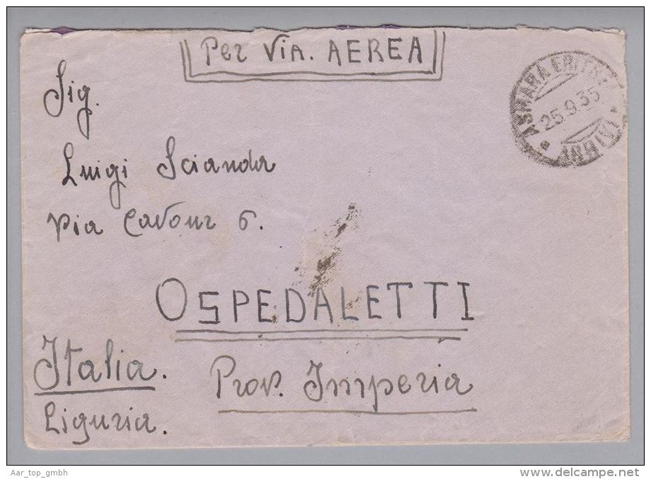 Afrika Eritrea 1935-09-25 Asmara Airmail Nach Italien Ospedaletti - Eritrea