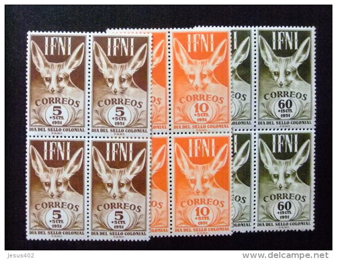 IFNI  Año 1951 --  Dia Del SELLO COLONIAL - FAUNA - Edifil Nº 76 / 78 **MNH  --  Yvert & Tellier Nº 57 / 59 ** MNH - Ifni