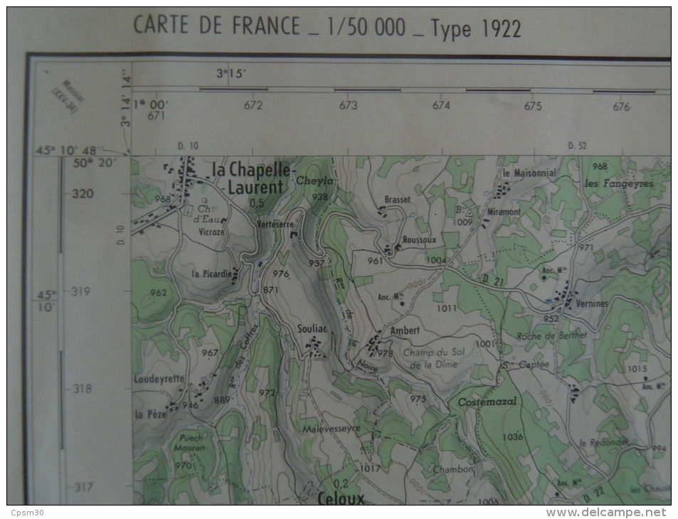 CARTE GEOGRAPHIQUE - Langeac - Villages Aux 4 Angles La Chapelle Laurent - Chavaniac-Lafayette - Trailus/Morle Cubelles - Topographische Karten