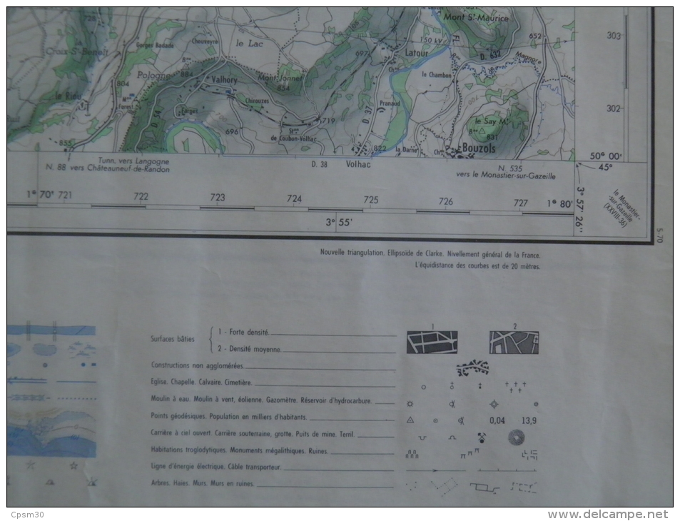 CARTE GEOGRAPHIQUE - Le Puy - Villages Aux Quatre Angles - Jax - Donaze/Malleys - Pissis/Granges - Orzilhac - Topographische Karten