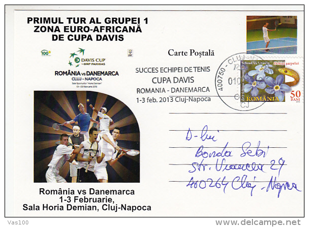 TENNIS, DAVIS CUP, ROMANIA- DENMARK GAME, POSTCARD, 2013, ROMANIA - Tennis