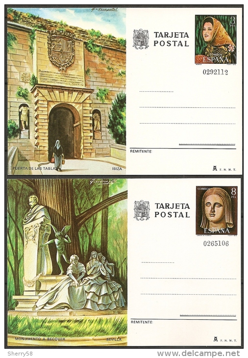 1978-E.P.-ED.117 Y 18-PUERTA DE LAS TABLAS DE IBIZA Y MONUMENTO A BECQUER DE SEVILLA-NUEVO - 1931-....