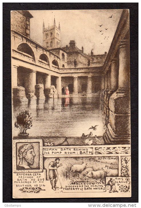 Roman Bath Behind The Pump Room - Bath-Unposted R P Phillimore Card As Scanned - Bath