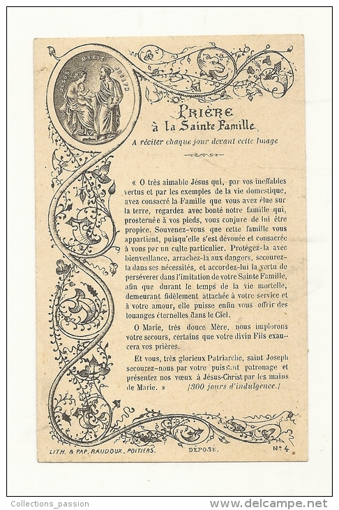 Image Religieuse, Prière à La Sainte Famille - Santini