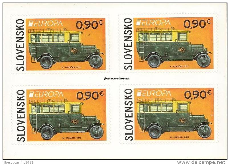 SLOVAKIA / ESLOVAQUIA / SLOVENSKO - EUROPA 2013 -TEMA " POSTAL VEHICLE"- SERIE De 1 V En BLOC De 4 PROCEDE Del CARNET - 2013