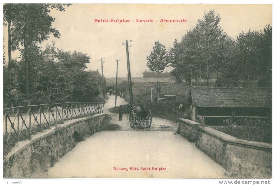 SAINT SULPICE - 60 - Lavoir, Abreuvoir (CPA Animée, Carriole) - Autres & Non Classés