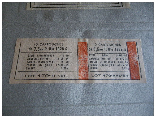 Emballage En Carton Pour Munitions Du Fusil Mitrailleur AA 52 Daté 1964. - Equipement