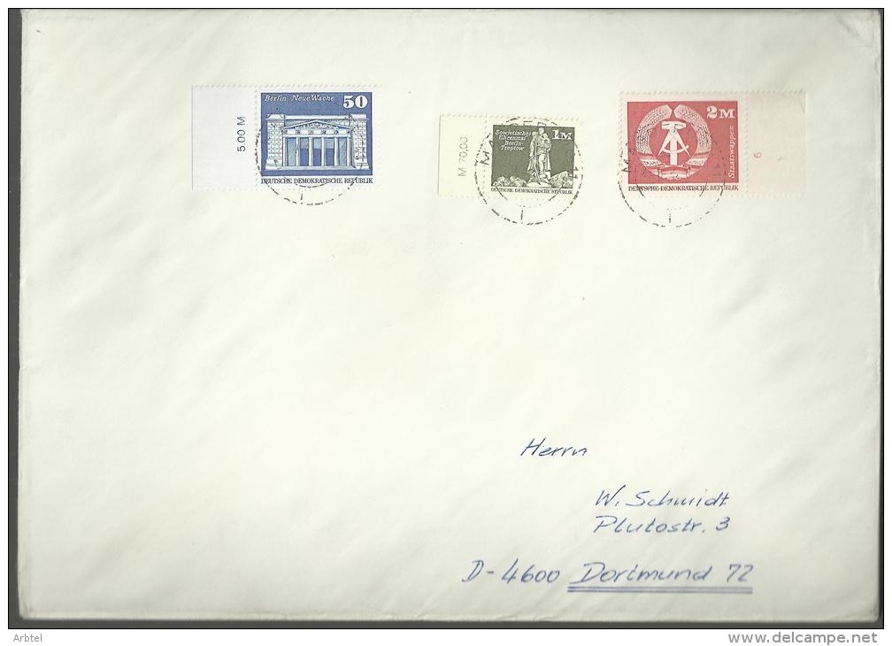 ALEMANIA DDR CC CERTIFICADA SELLOS BASICA ARQUITECTURA ARTE ESCUDO - Enveloppes