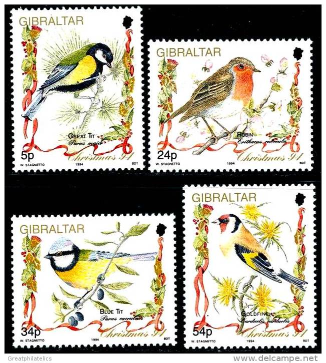 GIBRALTAR 1994 BIRDS / Christmas SC# 668-71 VF MNH ** Neuf (DEB10) - Collections, Lots & Series