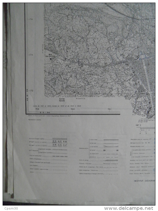 Carte Géographique - NIMES N° I - échelle 1/20.000 Mars 1967 - Topographische Karten