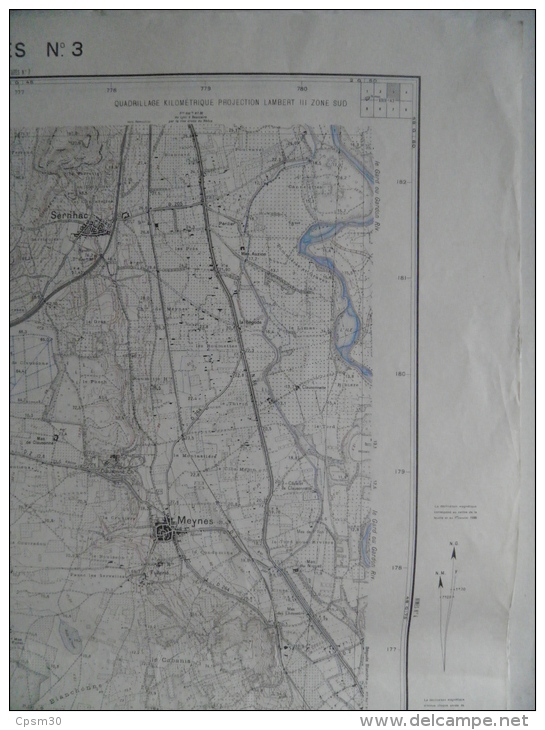 Carte Géographique - NIMES N° 3 - échelle 1/20.000 Mars 1967 - Ledenon Sernhac Meynes Redessan St Vincent - Topographische Karten