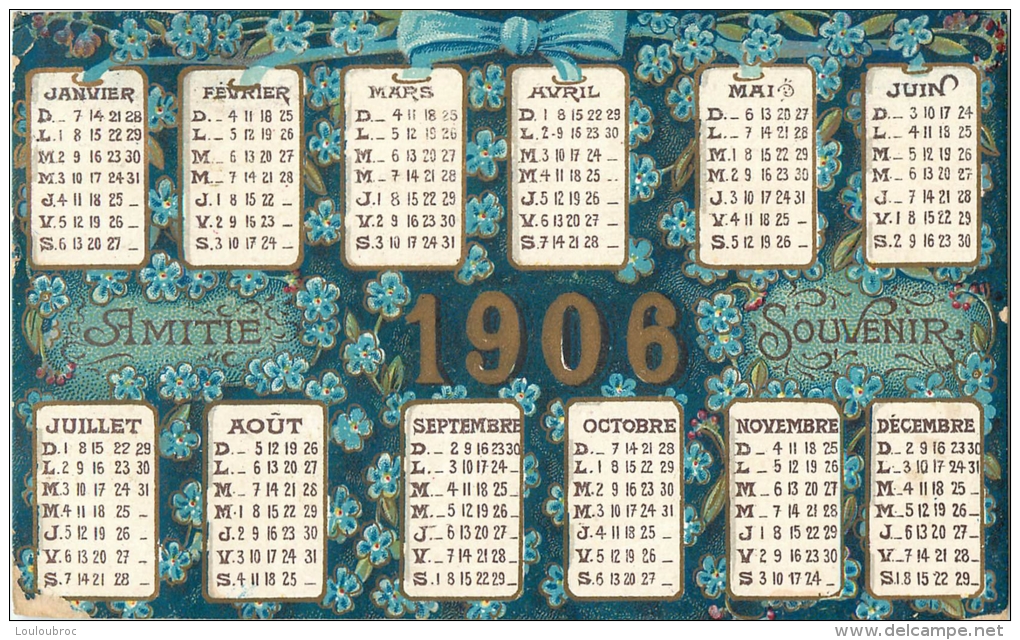 CARTE POSTALE CALENDRIER DE 1906 - Petit Format : 1901-20