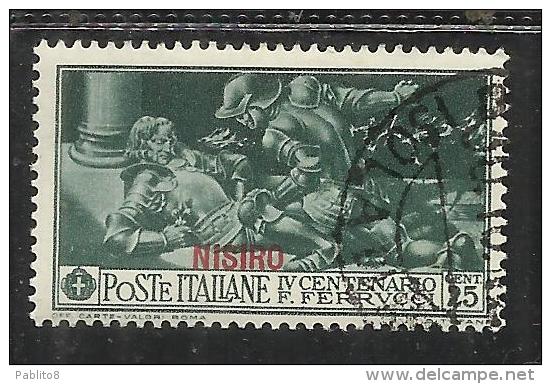 COLONIE ITALIANE EGEO 1930 NISIRO FERRUCCI CENT. 25 CENTESIMI USATO USED - Egeo (Nisiro)