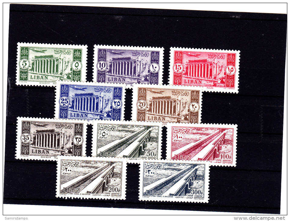 Lebanon 1954, Canal Litani  & Baalbeck,compl.set 10 Stamps Very Light Hinged Almots Unseen, Scrace Set -SKRILL PAY ONLY - Lebanon