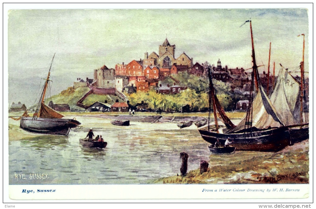 Art Scene - Harbour, Rye, Sussex - Artist Signed W.H.Burrow - Rye