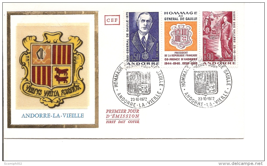 DeGaulle ( FDC De Andorre Français De 1972 à Voir) - De Gaulle (Generaal)