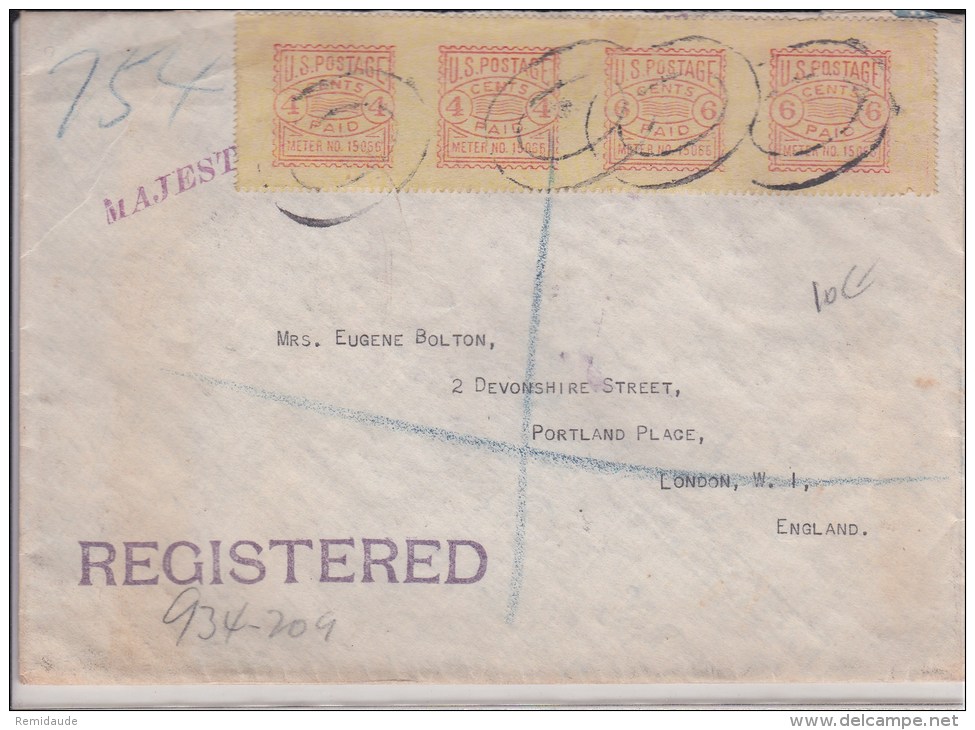 USA - 1933  - ENVELOPPE REGISTERED  - De NEW YORK à LONDON ( ENGLAND ) - - Lettres & Documents