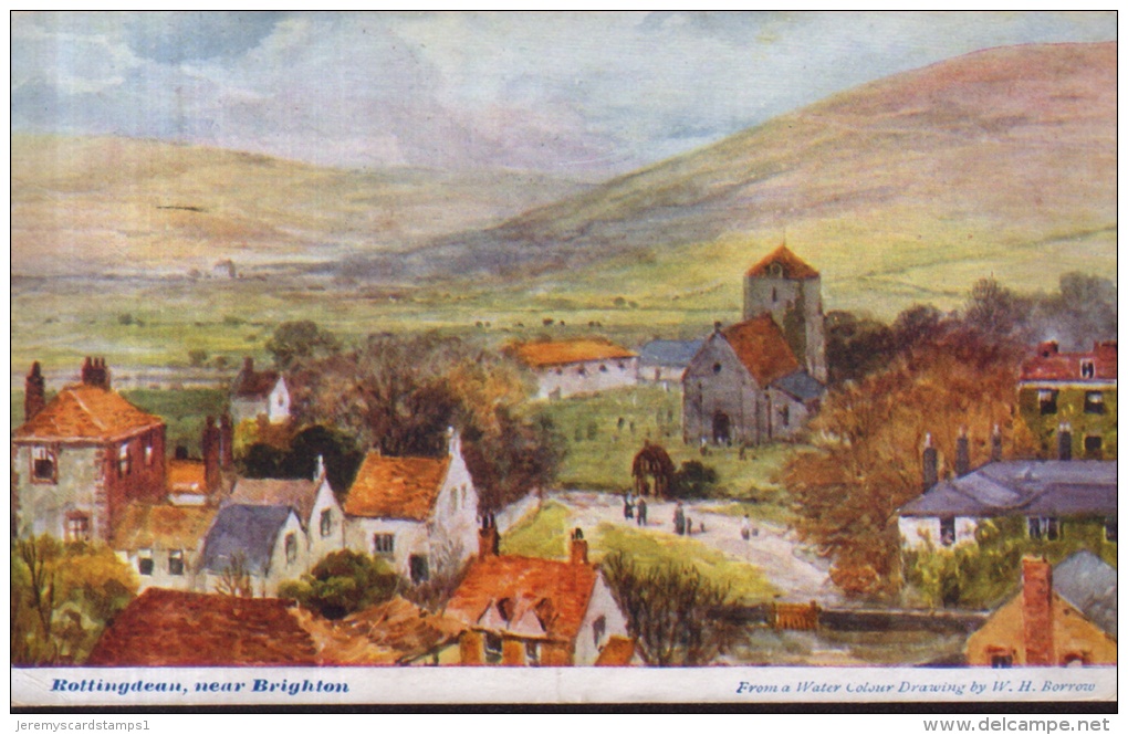 Old Postcard : "Rottingdean Near Brighton" , From A Water Colour Drawing By WH Borrow,  Used 191- - Brighton