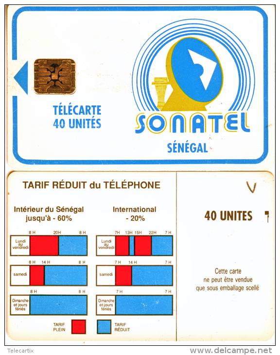 **Télécarte à Puce Du Sénégal   40Unités  Utilisée  Qualité TB  **** N°Lot 37612 - Sénégal
